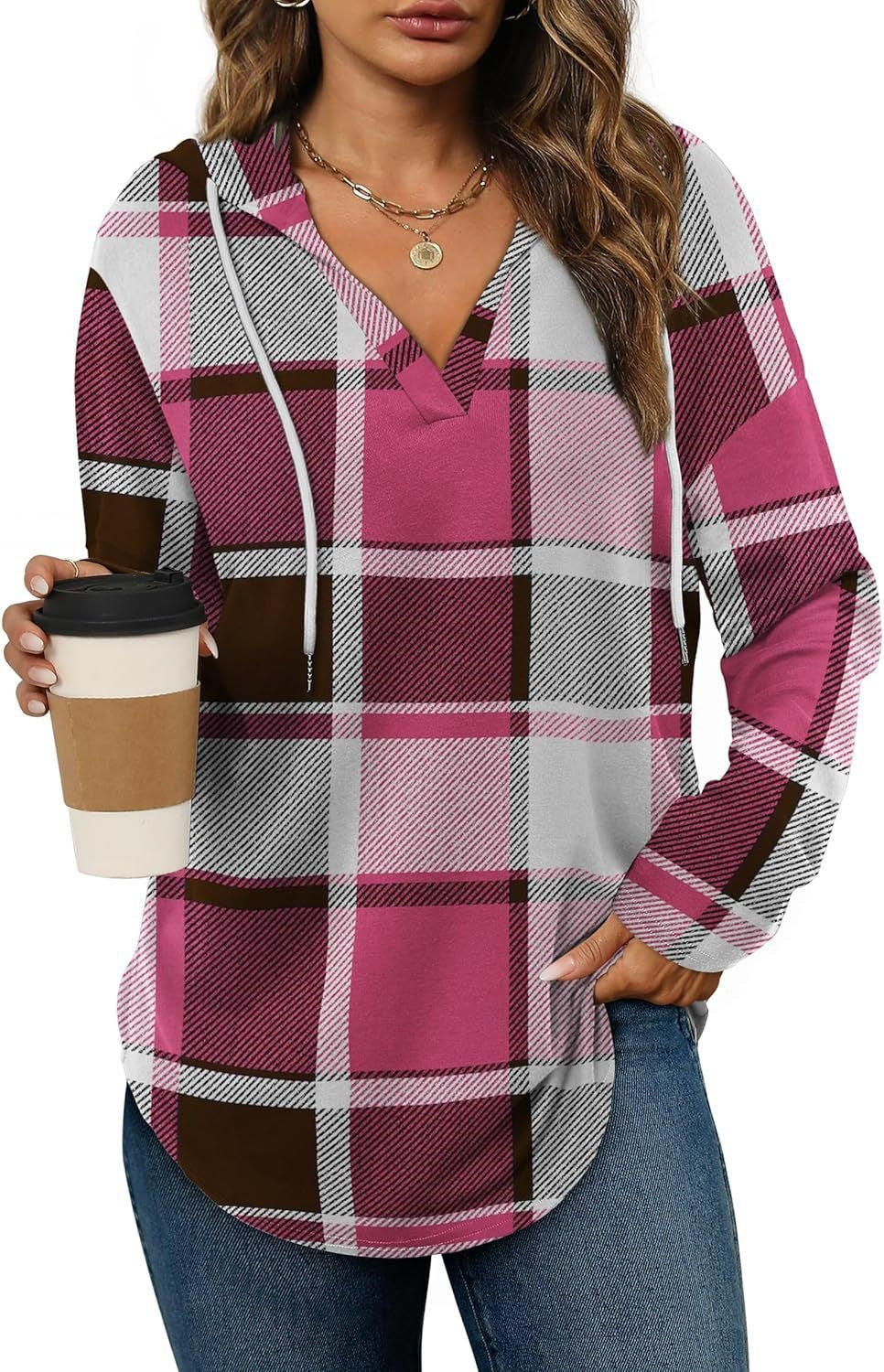 Marlowe Plaid Hooded Tunic — Berry