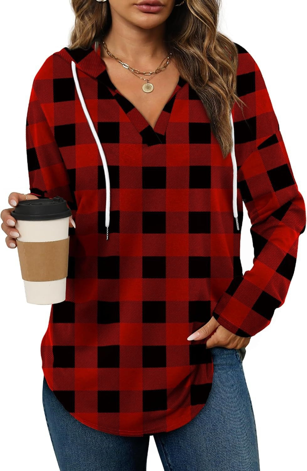 Marlowe Plaid Hooded Tunic — Red Buffalo Check