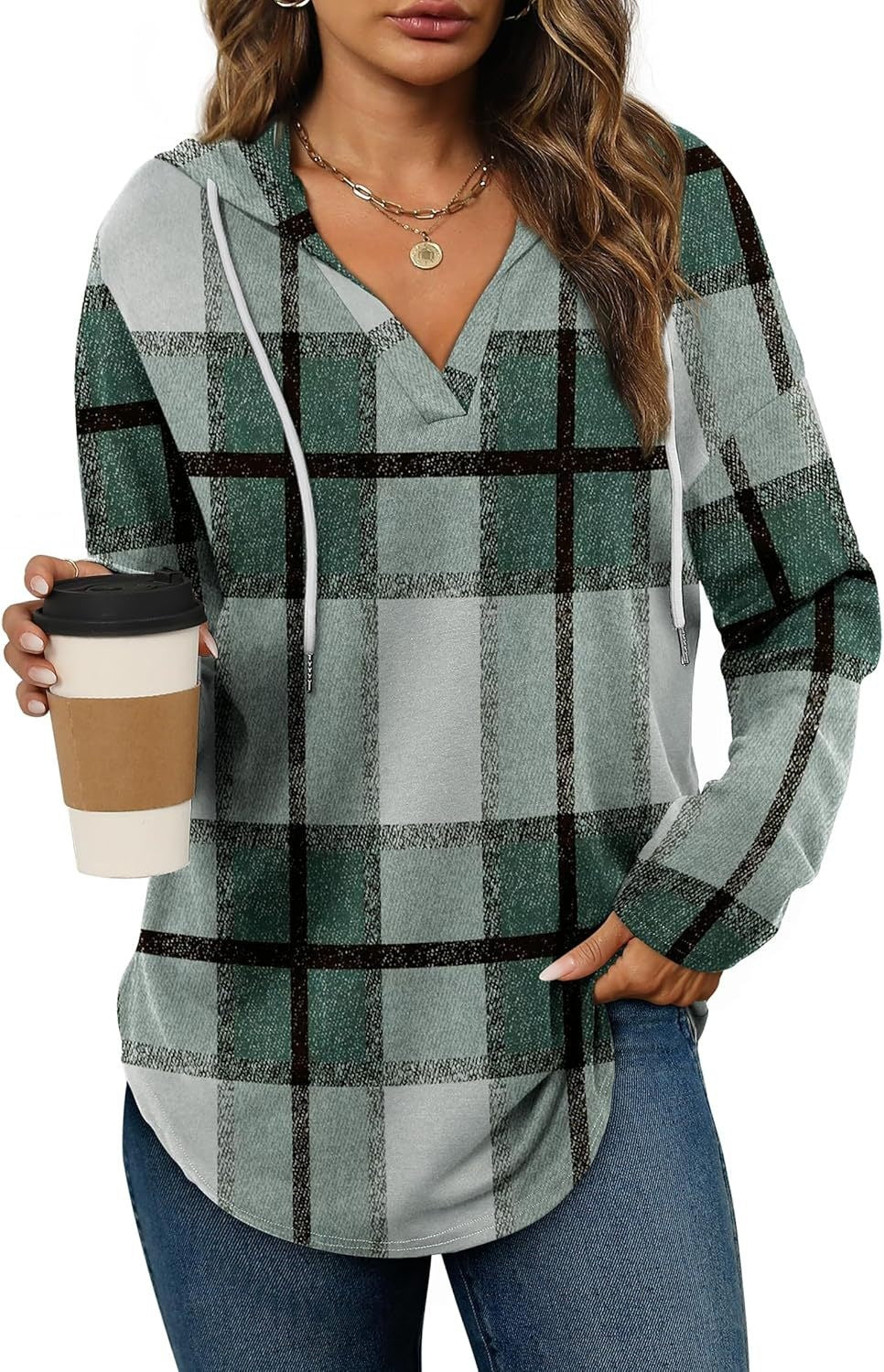 Marlowe Plaid Hooded Tunic — Green