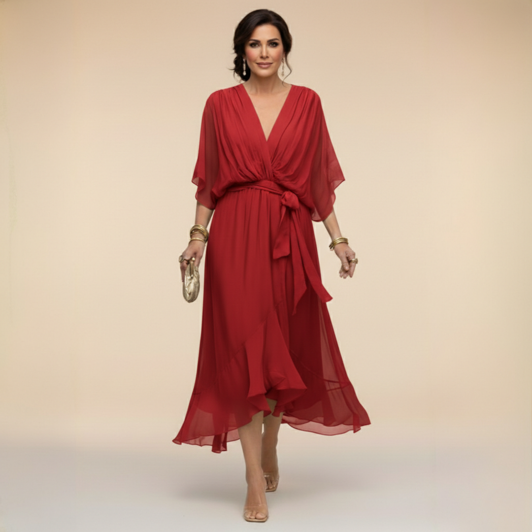 Odilia Midi Dress in red
