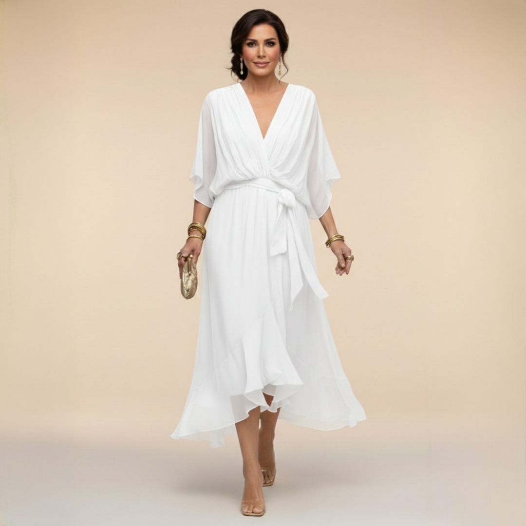 Odilia Midi Dress in white