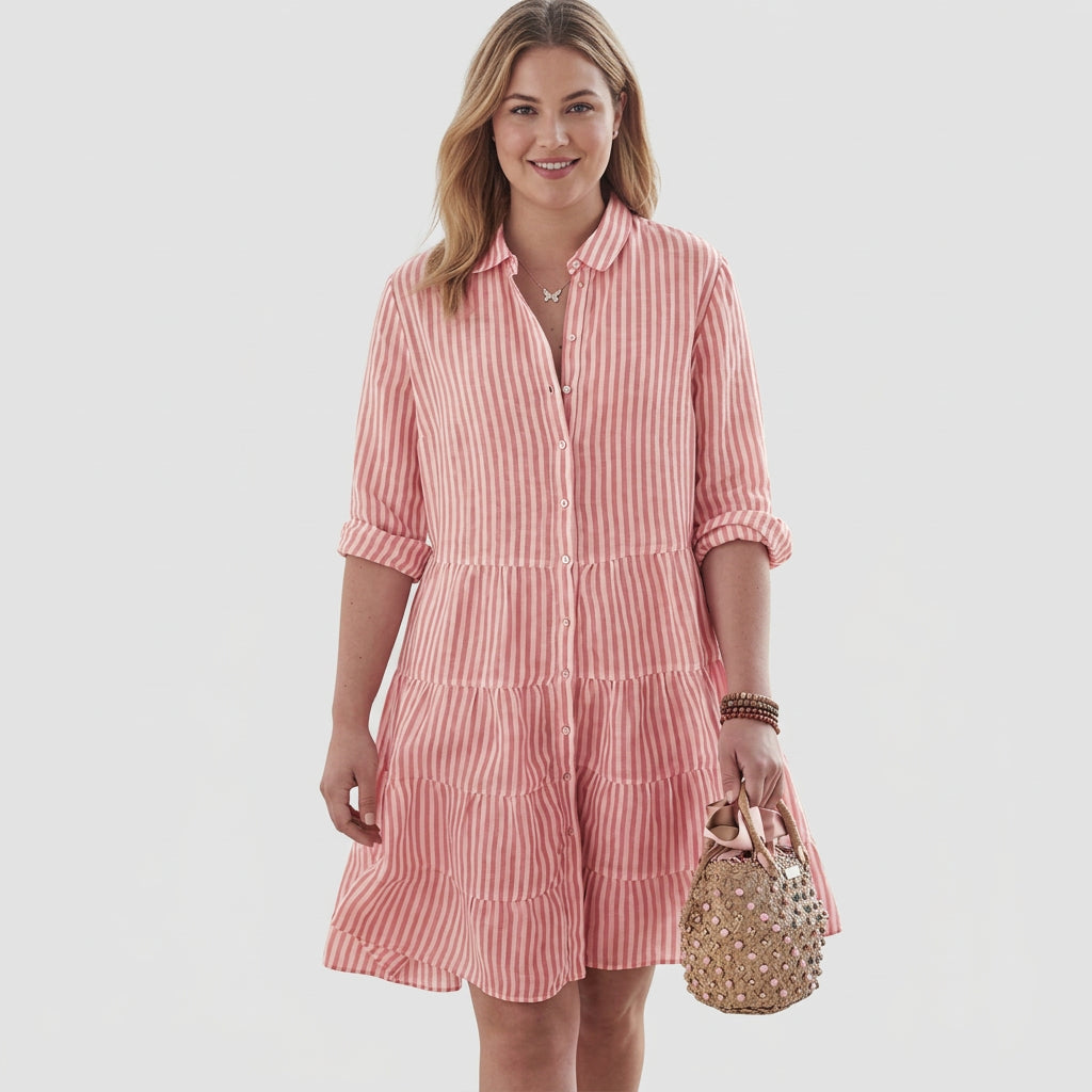 Layla Striped Dress in red