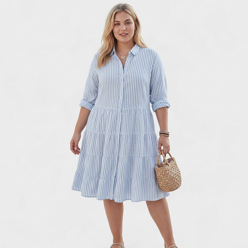 Layla Striped Dress in blue
