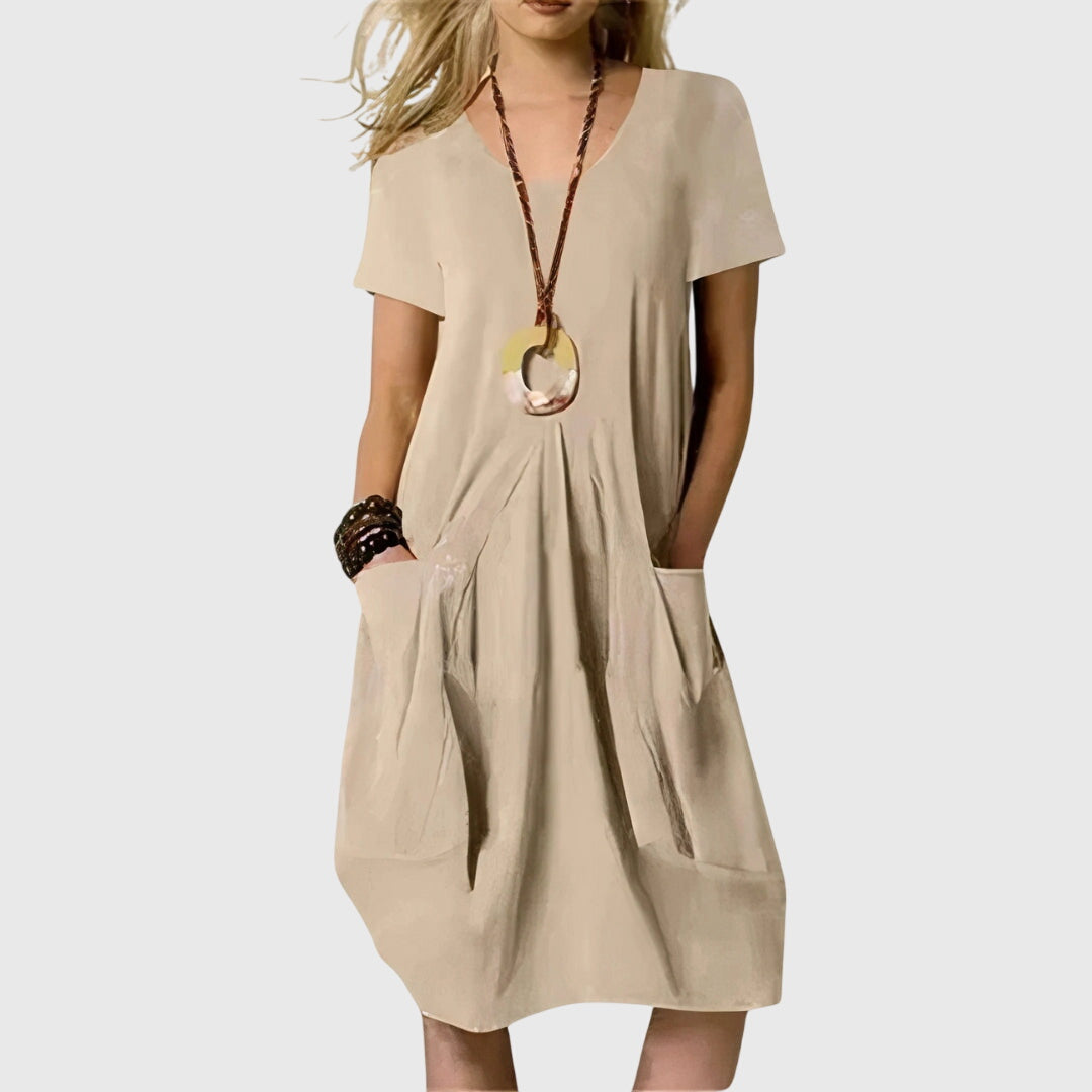 Ingrid Midi Dress in beige
