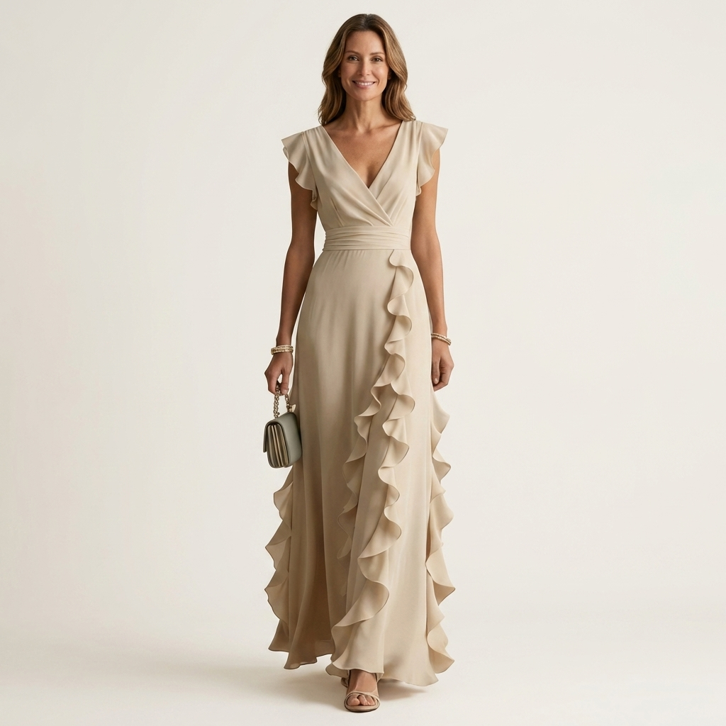 Alphonsine Wrap Dress in beige
