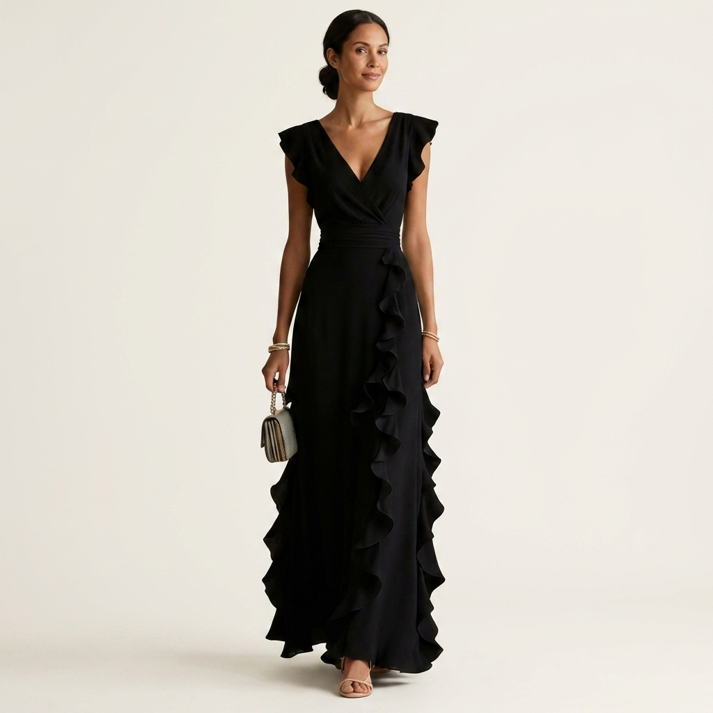 Alphonsine Wrap Dress in black
