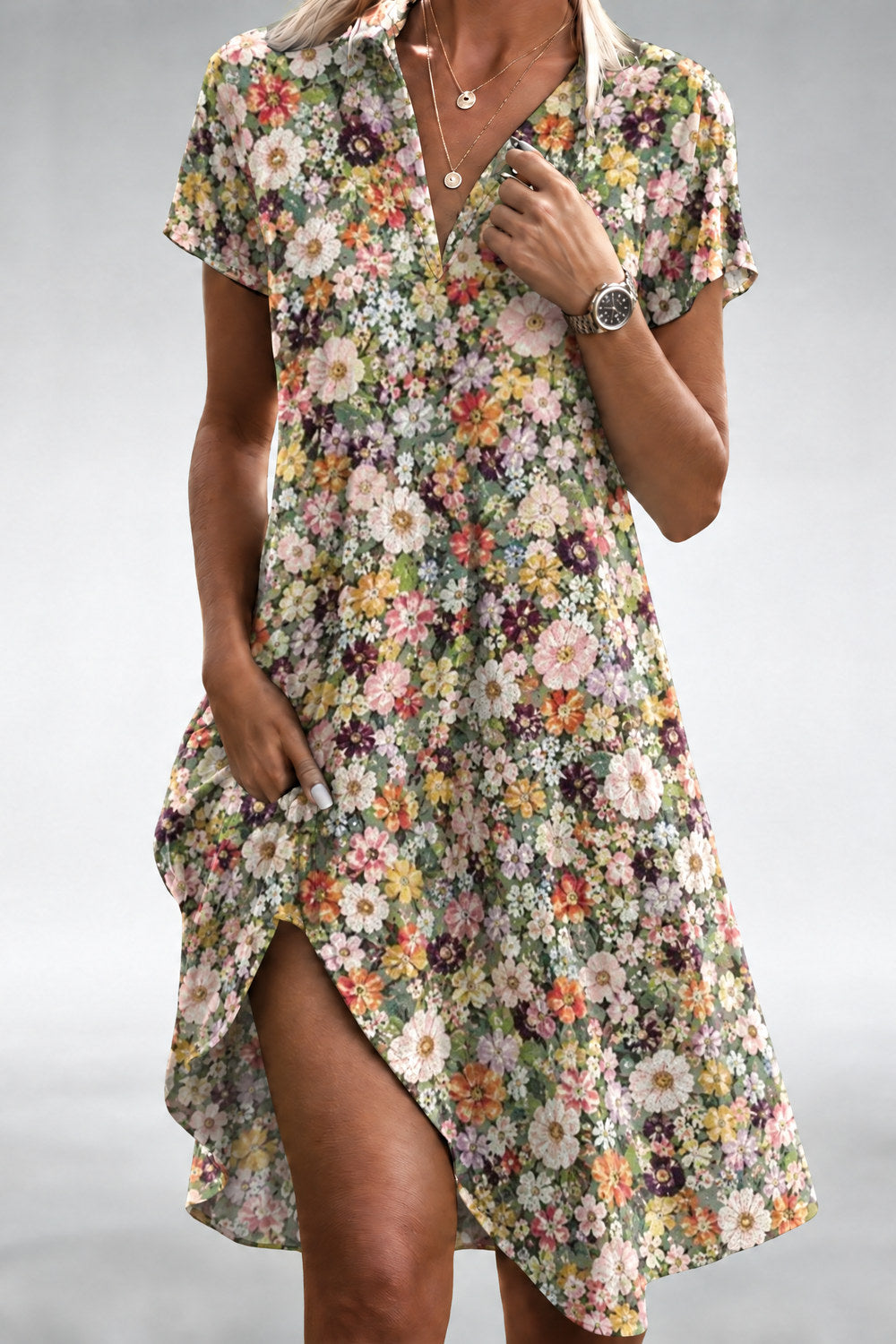 Ondine Lightweight Comfort Midi Dress — Green Meadow
