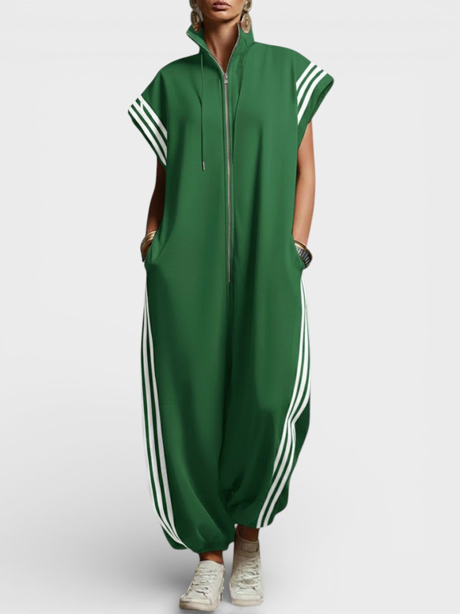 Valeria Zip Neck Jumpsuit in green
