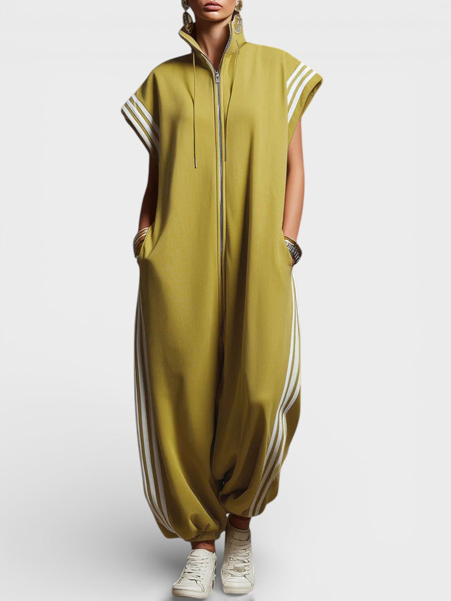 Valeria Zip Neck Jumpsuit in yellow