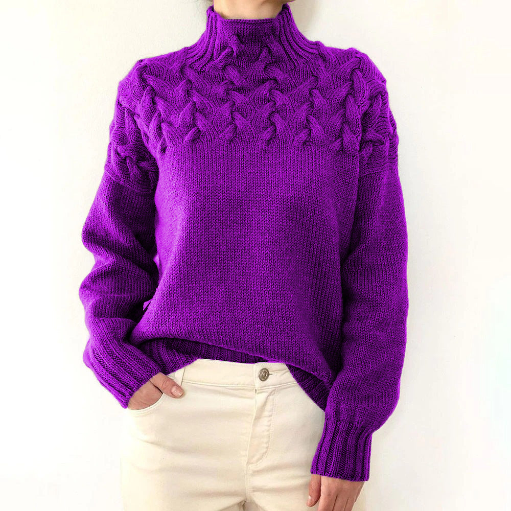 Mella Turtleneck Knit Sweater in purple