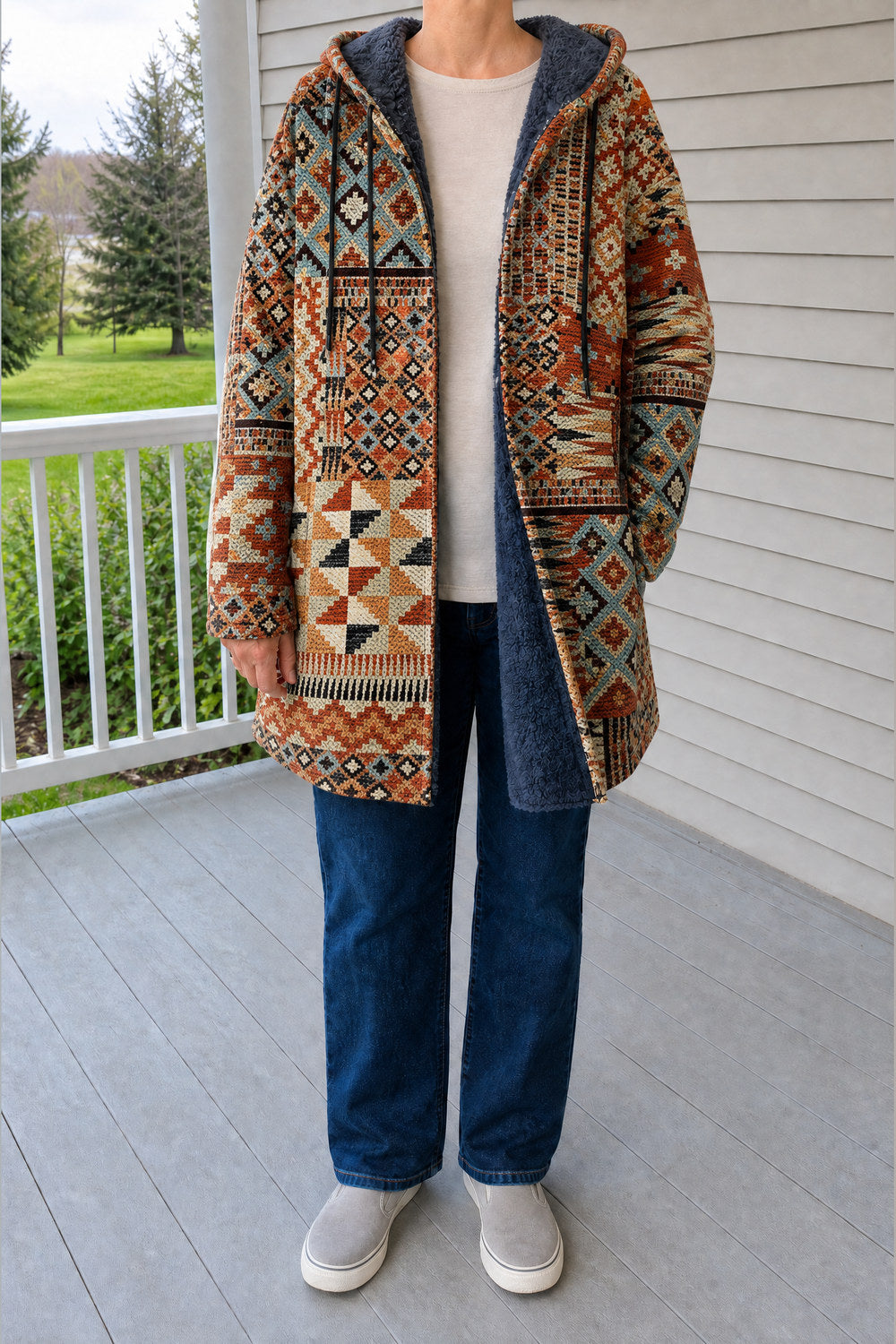 Palmira Patchwork Hooded Coat — Kilim