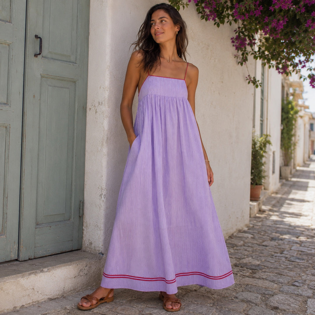 Pamela Flowing Summer Maxi Dress in purple