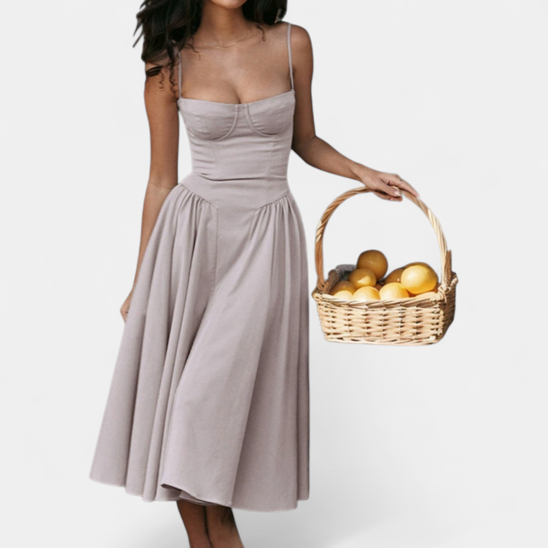 Audrina Backless Adjustable Strap Midi in pebble lime