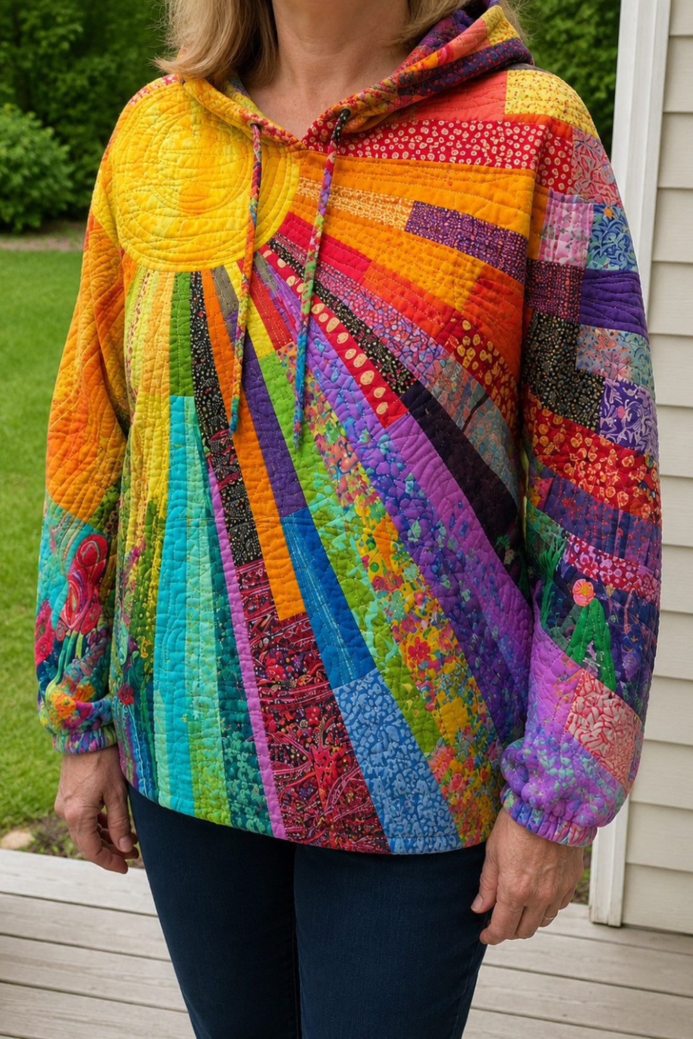 Poppy Wildflower Quilted Hoodie — Sunburst