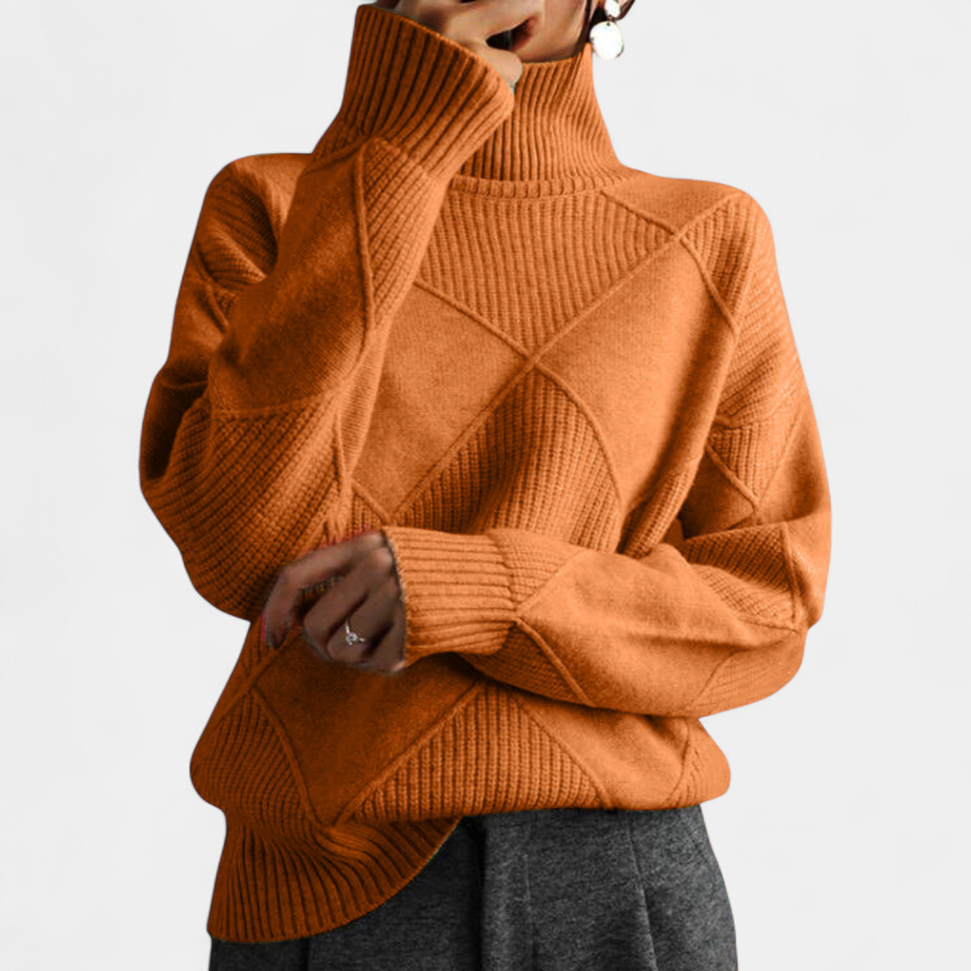 Linley Luxe Ribbed Turtleneck Pullover in orange
