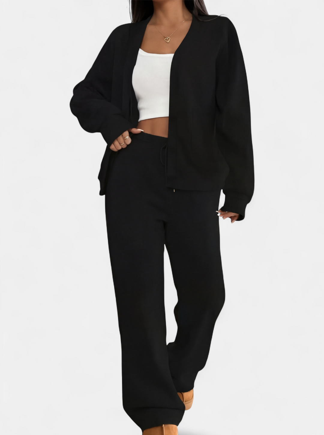 Laurel Cardigan Lounge Trousers Matching in black