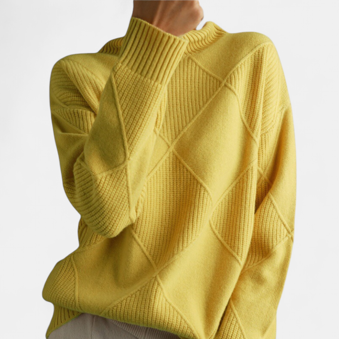 Linley Luxe Ribbed Turtleneck Pullover in yellow