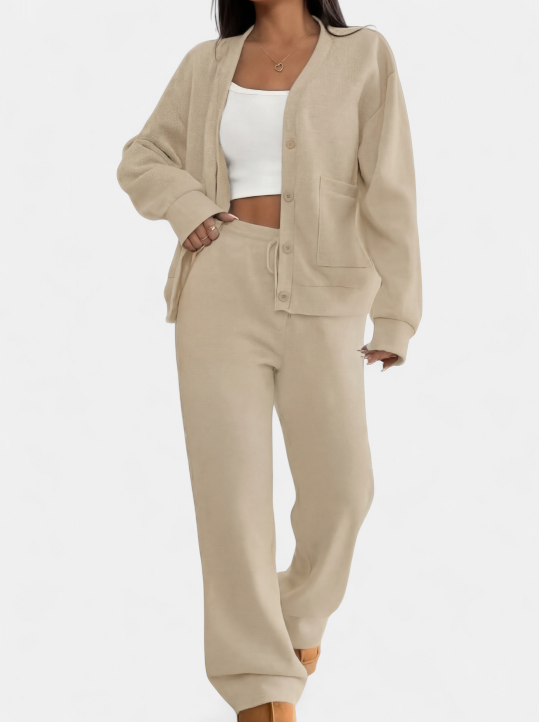 Laurel Cardigan Lounge Trousers Matching in beige