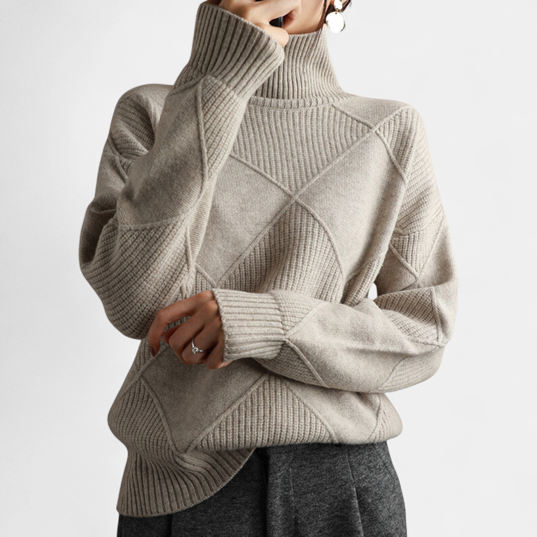 Linley Luxe Ribbed Turtleneck Pullover in gray