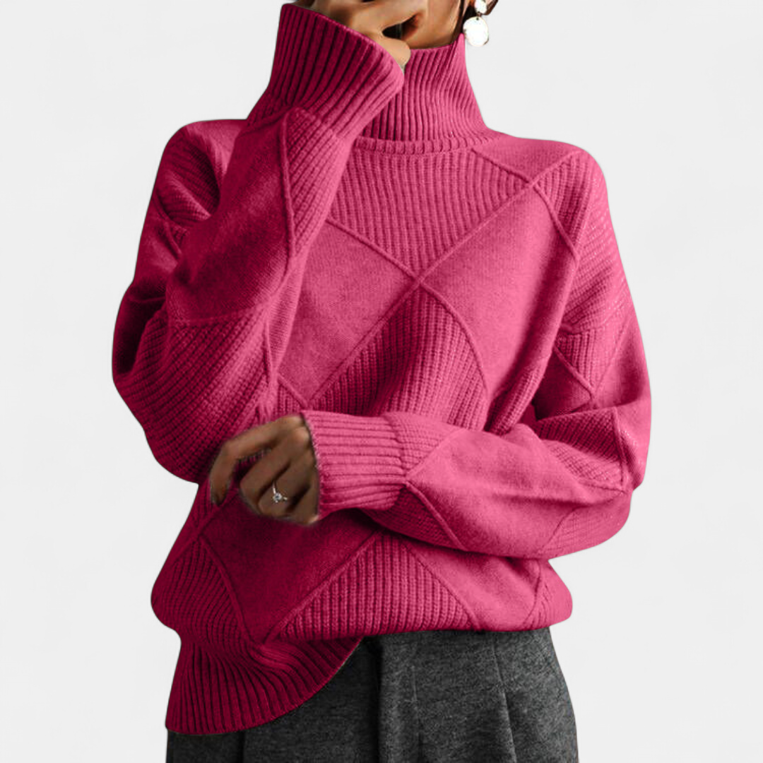 Linley Luxe Ribbed Turtleneck Pullover in pink