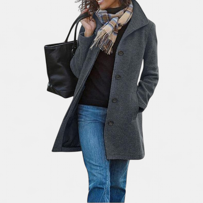Gabriela Wool Blend Pea Coat in grey