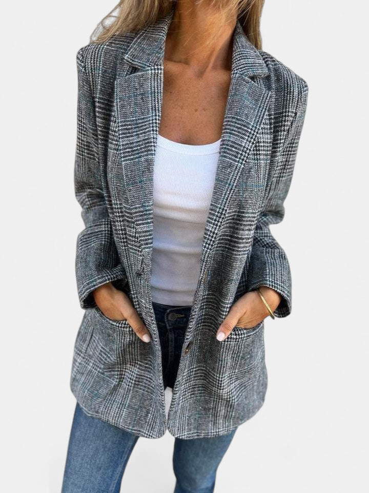 Lucinda Classic Plaid Winter Blazer in black