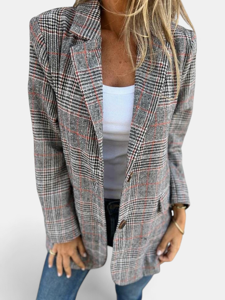 Lucinda Classic Plaid Winter Blazer in brown