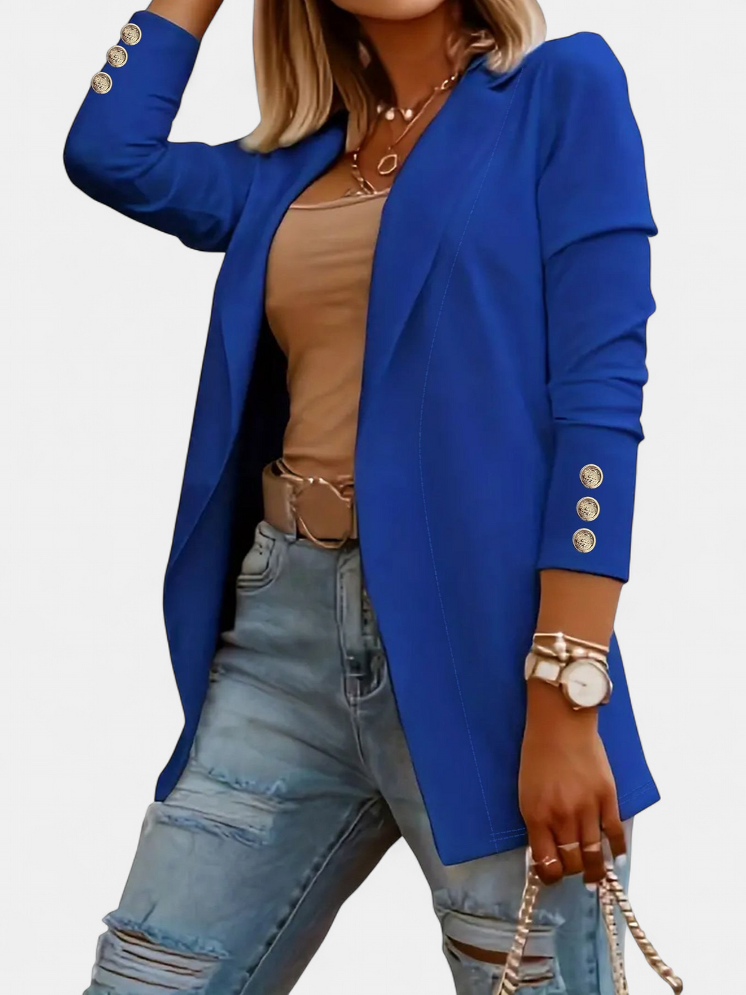 Odin Long Sleeve Open Front in blue