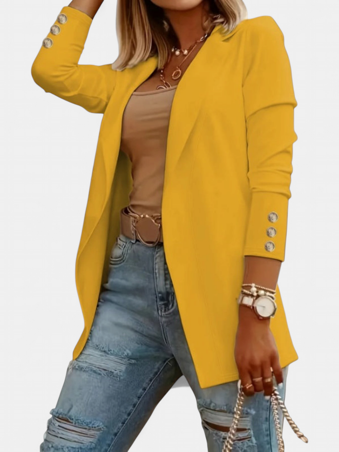 Odin Long Sleeve Open Front in yellow