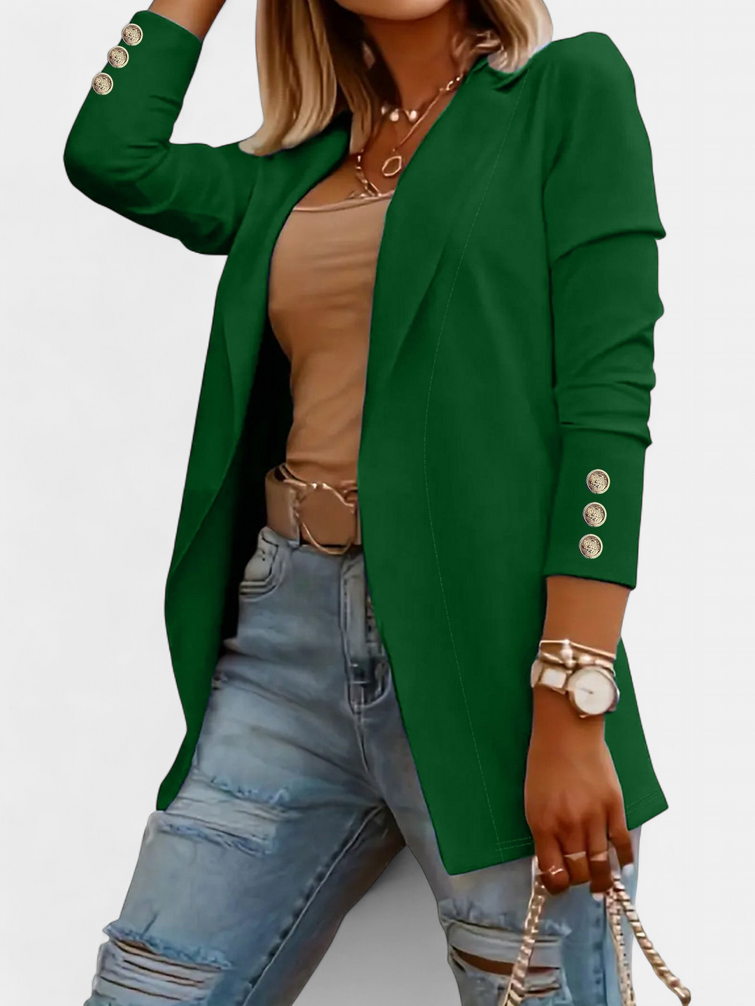 Odin Long Sleeve Open Front in green
