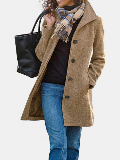 Gabriela Wool Blend Pea Coat in khaki