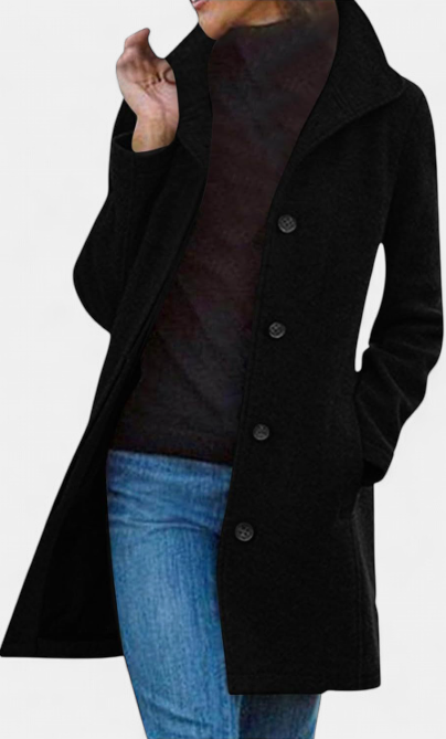 Gabriela Wool Blend Pea Coat in black