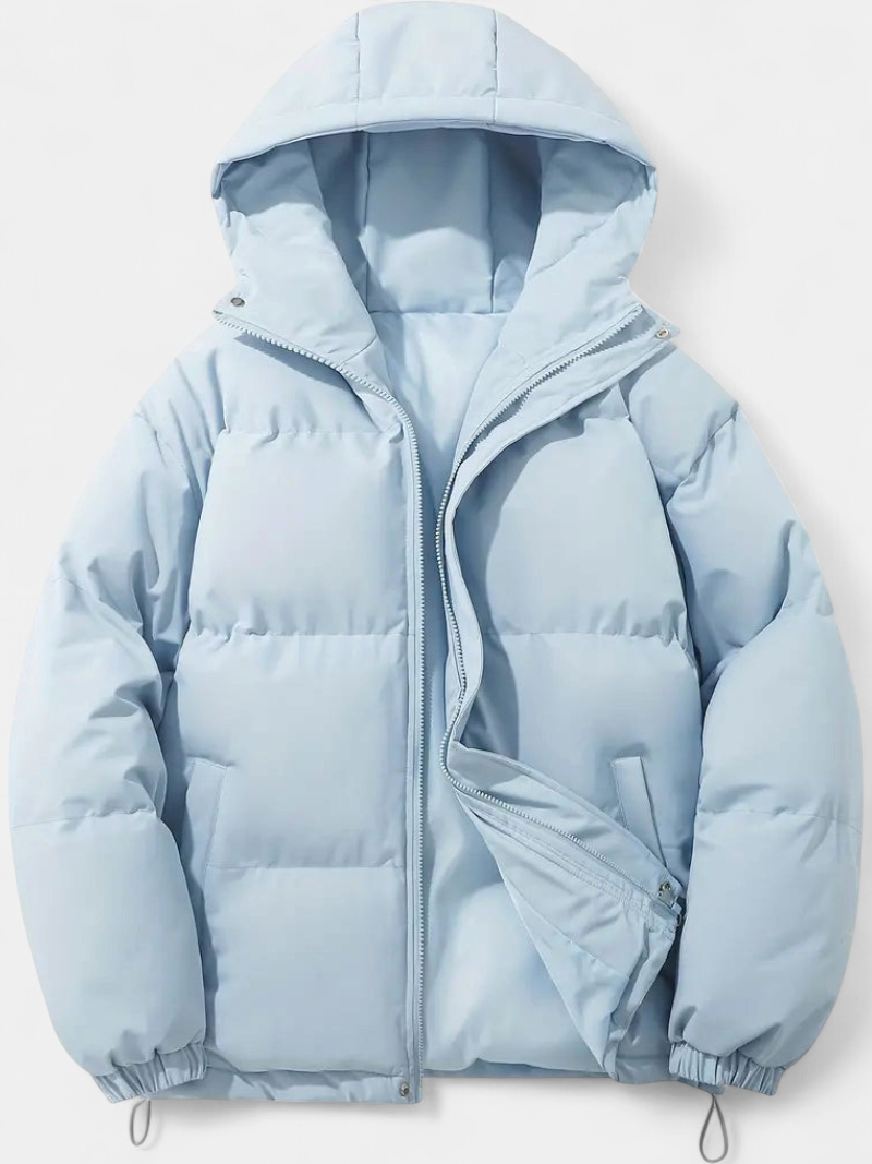 Frosty Hooded Winter Jacket in light blue