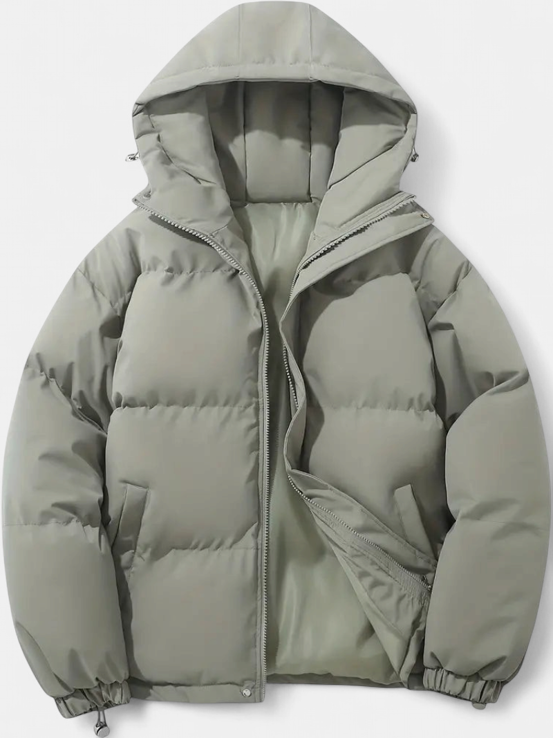 Frosty Hooded Winter Jacket in light grey