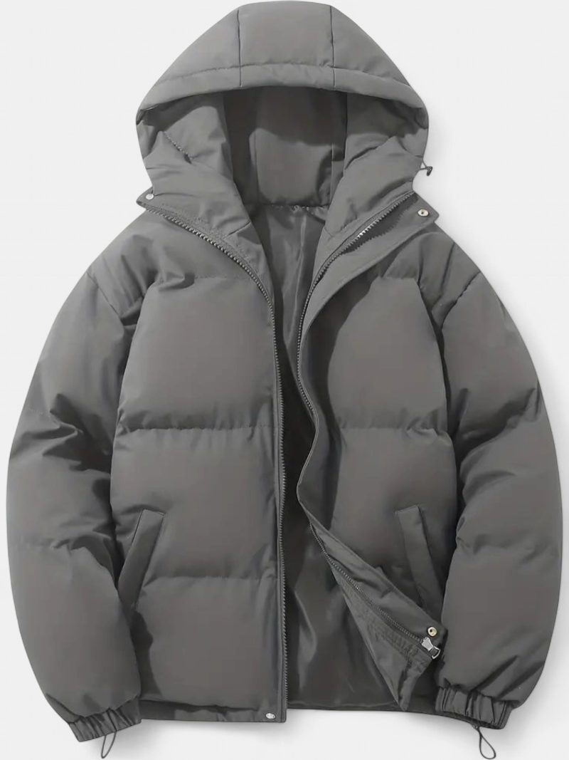 Frosty Hooded Winter Jacket in dark grey