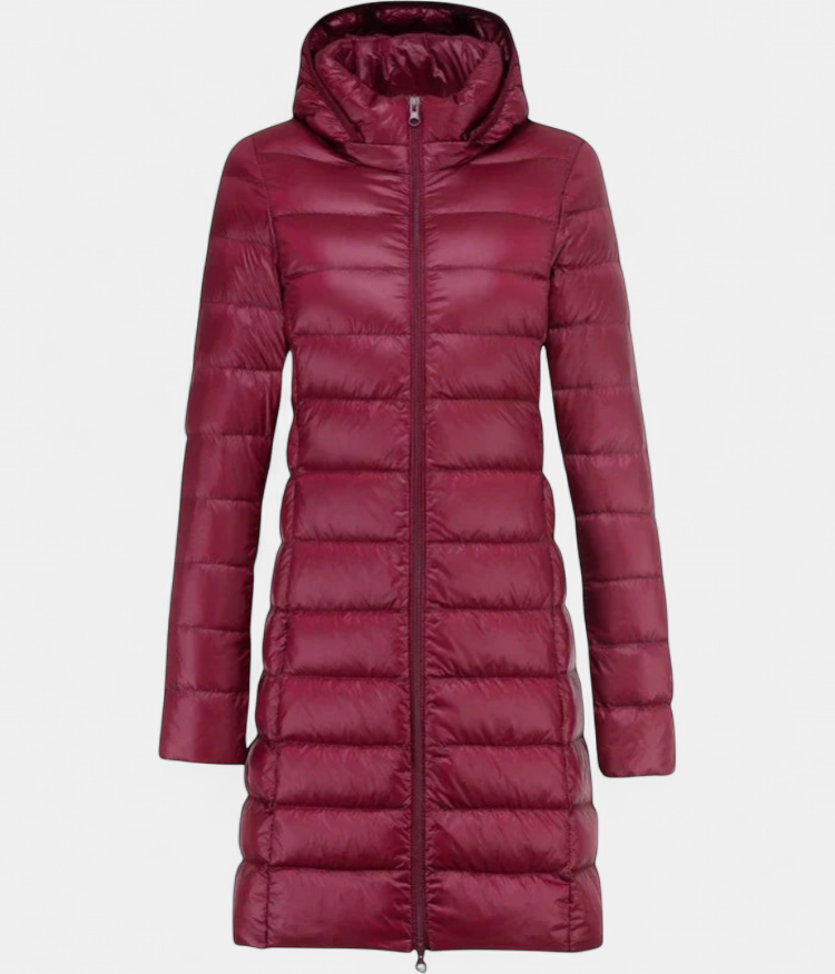Elysia Lightweight Winter Coat in wine red