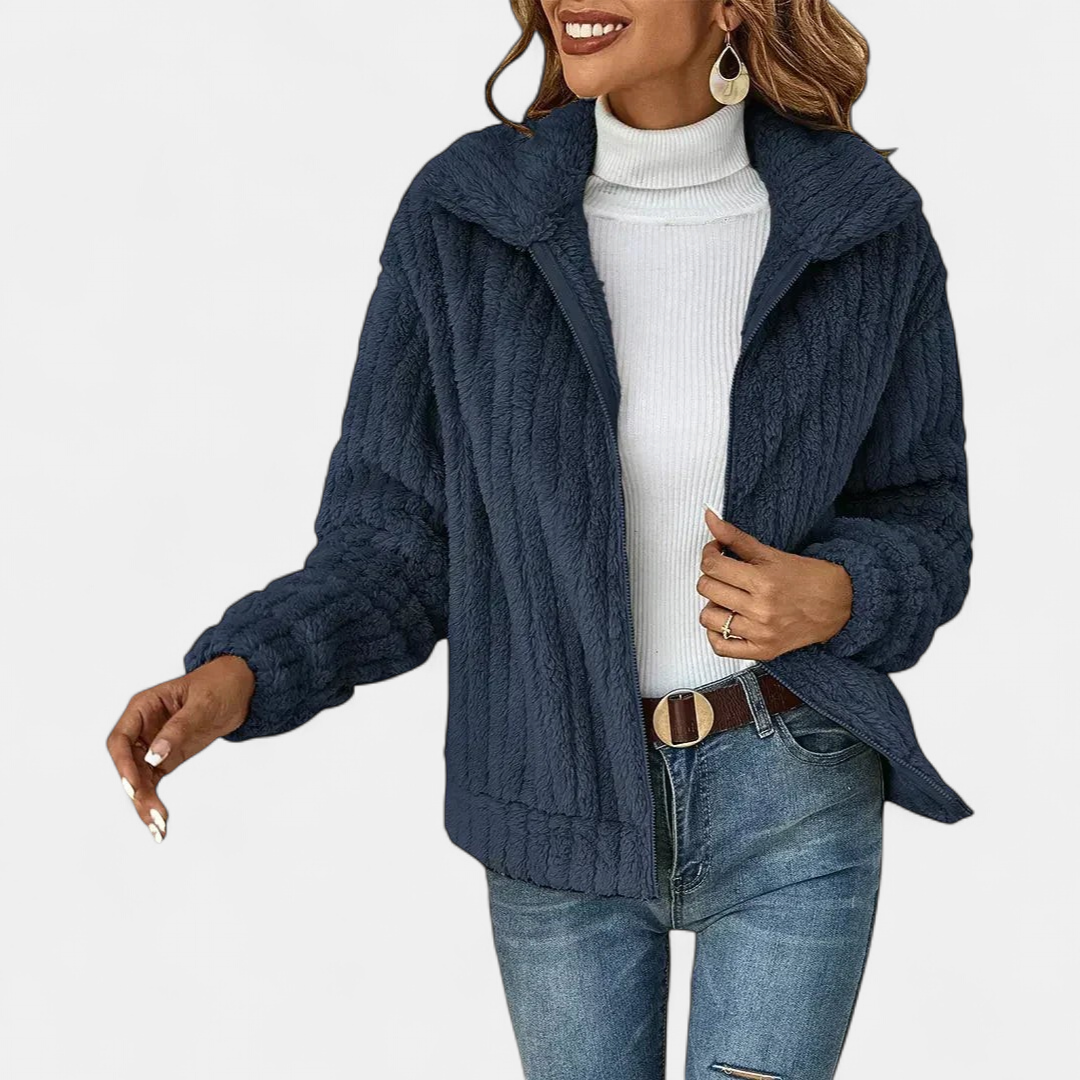 Genevieve Sherpa Jacket in navy blue