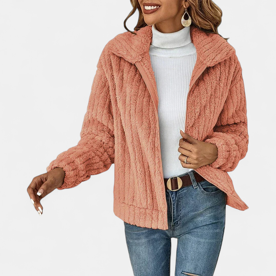Genevieve Sherpa Jacket in apricot