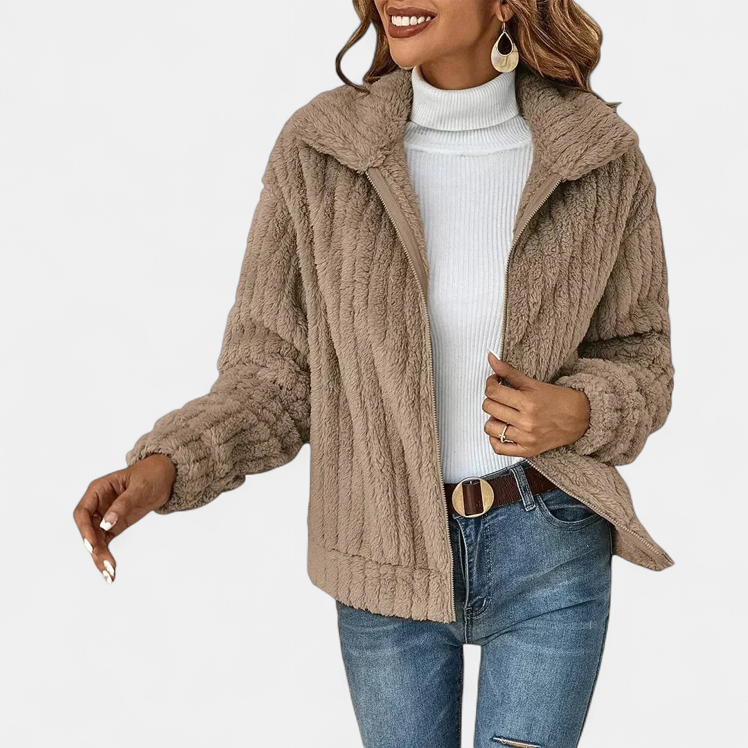 Genevieve Sherpa Jacket in khaki