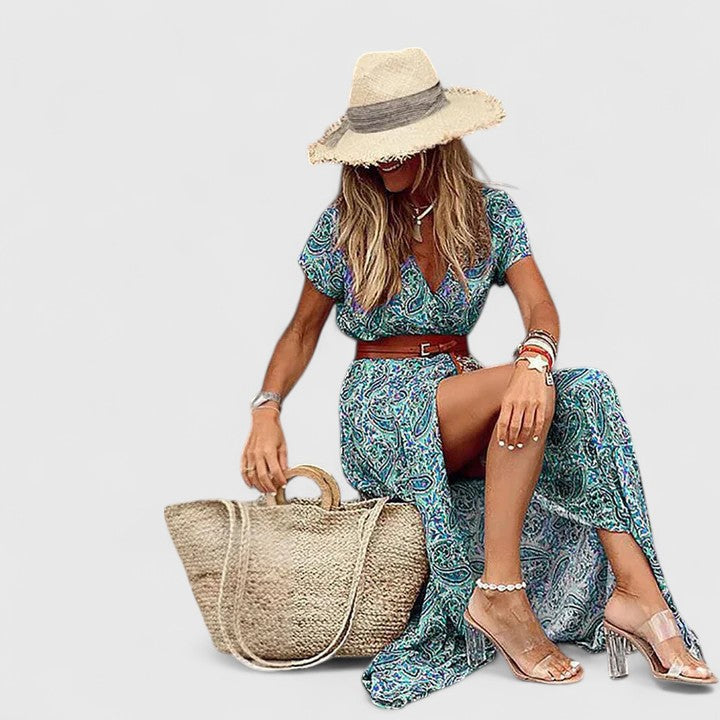 Lorraine Boho Maxi Dress in green