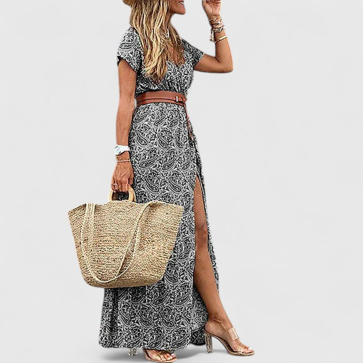 Lorraine Boho Maxi Dress in gray