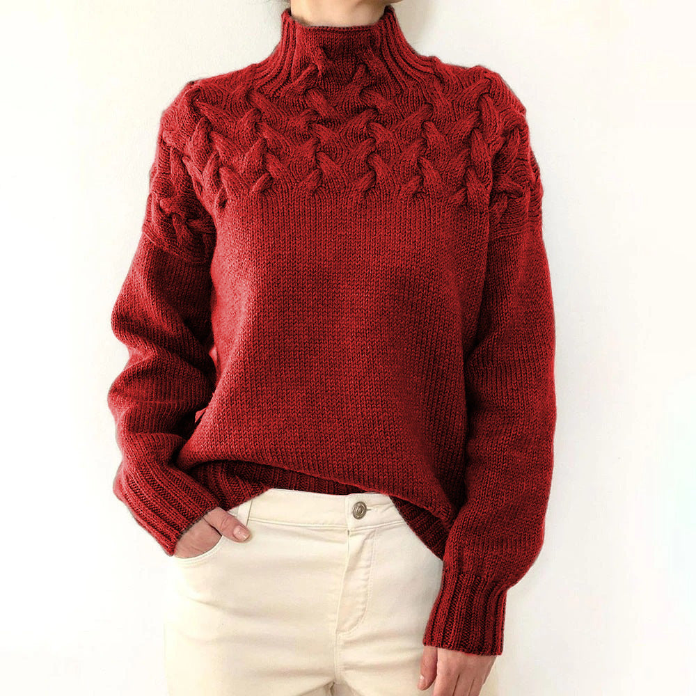 Mella Turtleneck Knit Sweater in red