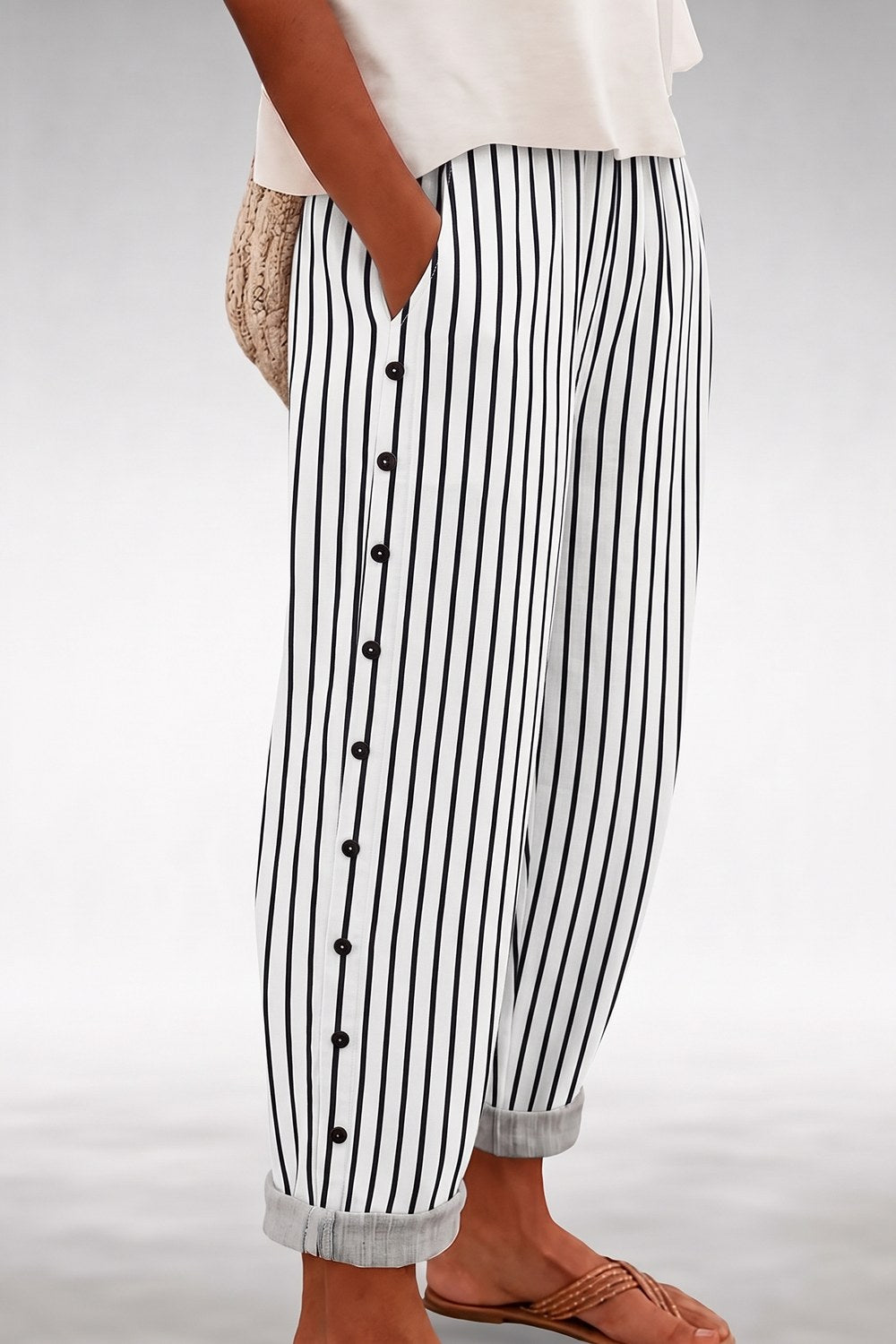 Sabine Lightweight Comfort Pants — Black &amp; White