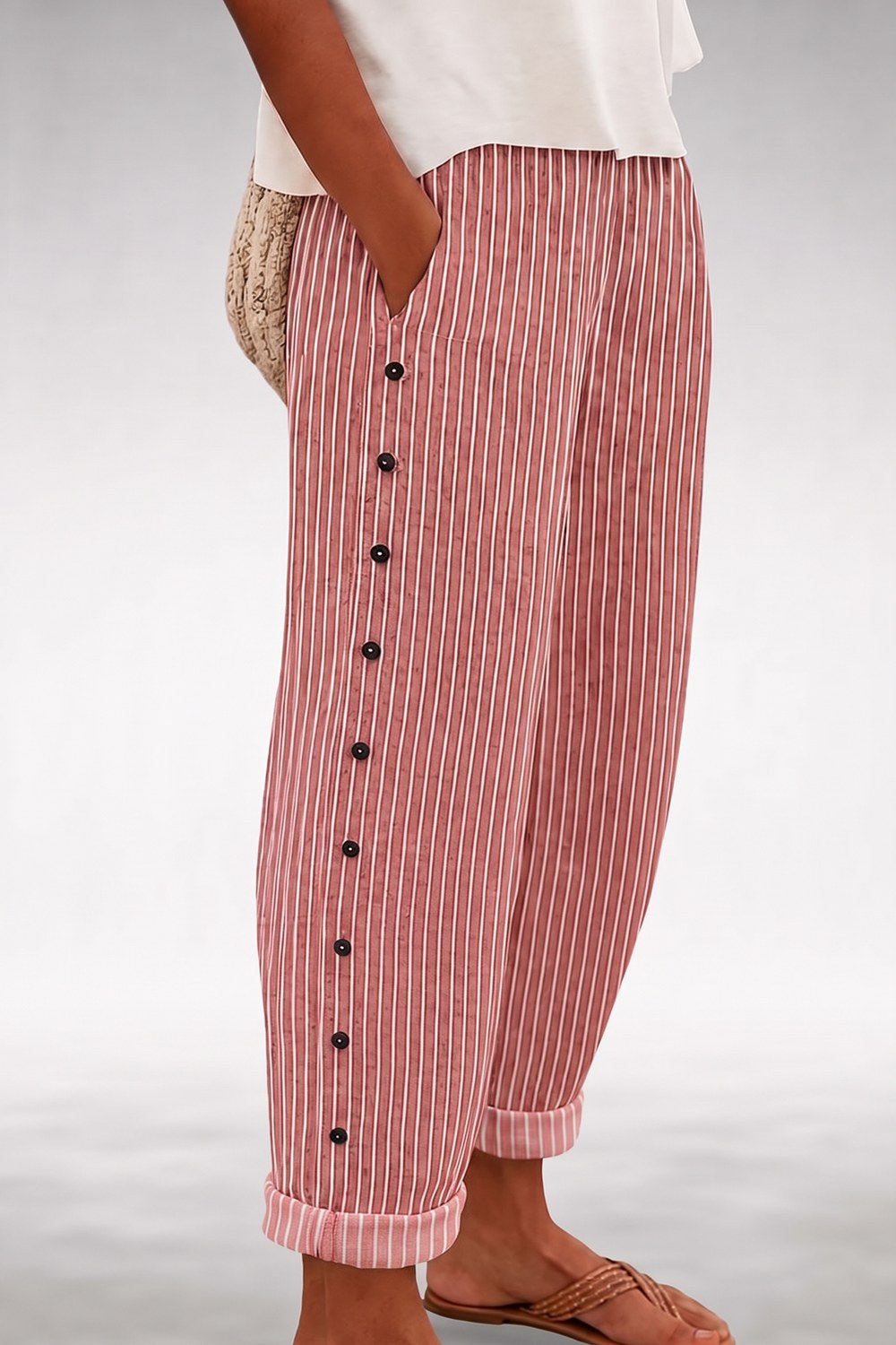 Sabine Lightweight Comfort Pants — Coral