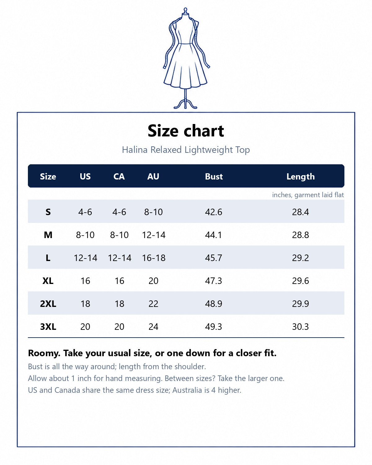 Size chart