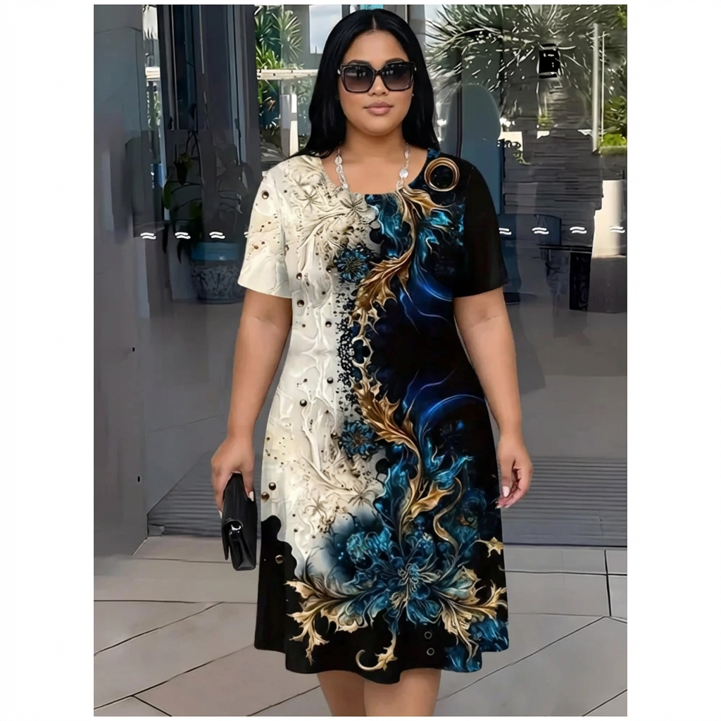 Sorrel Printed Dress in navy