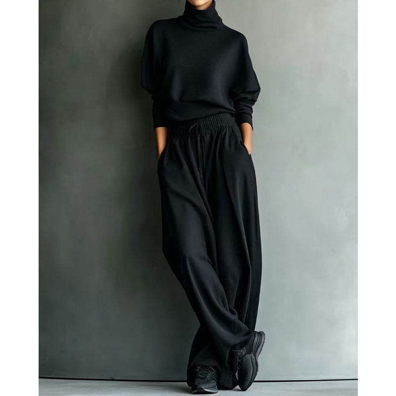 Dolores Turtleneck Two-piece Set in black