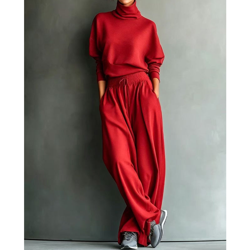 Dolores Turtleneck Two-piece Set in red