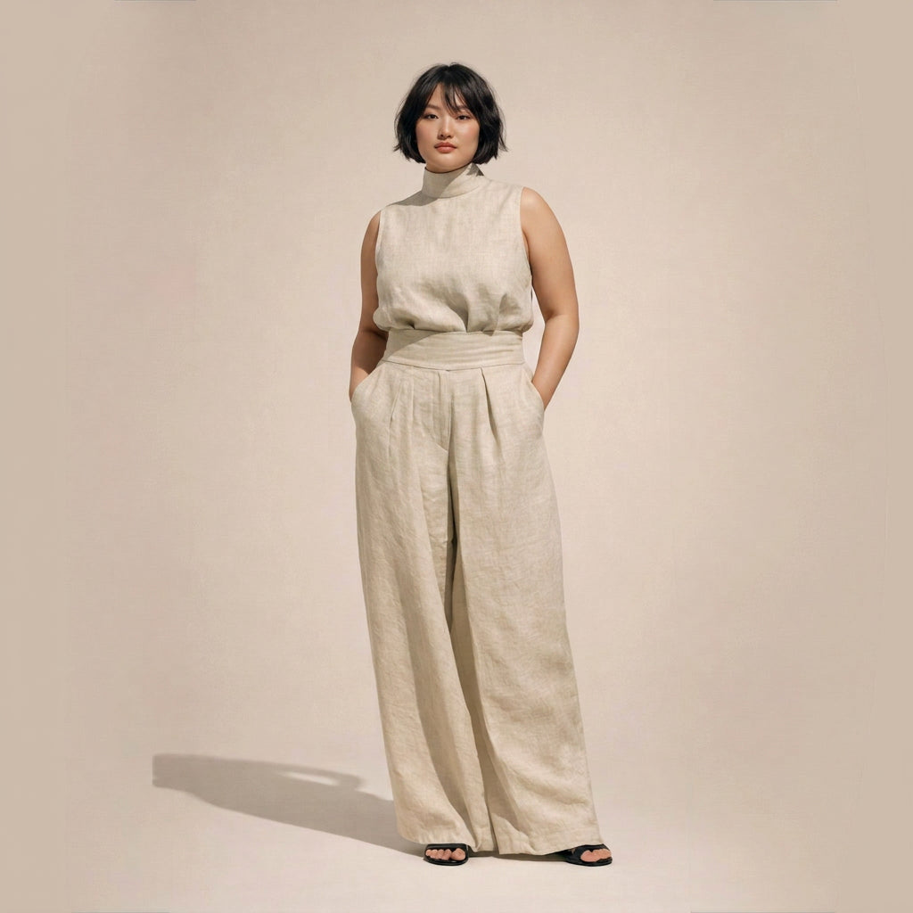 Tegan Jumpsuit with High Waist in khaki