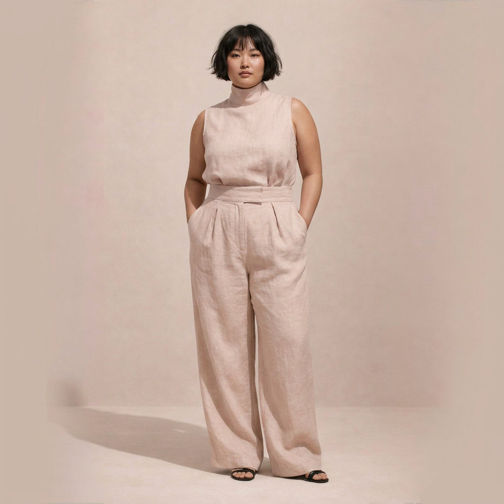 Tegan Jumpsuit with High Waist in light pink
